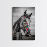 Painted Horse, Mosaic Wall Art, Blotter Art, Horse Wall Art, Boho Art, Colorful Western Art, Canvas Print, Gift Idea