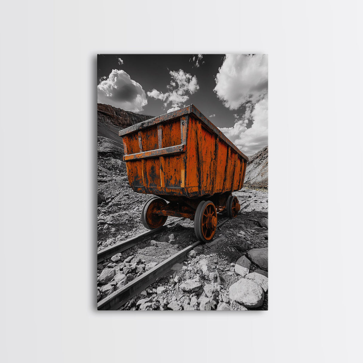 Old Mine Cart, Rustic Decor, Southwest Wall Art, Industrial Art, Wabi Sabi Wall Art, Moody Art, Canvas Print, Gift Idea