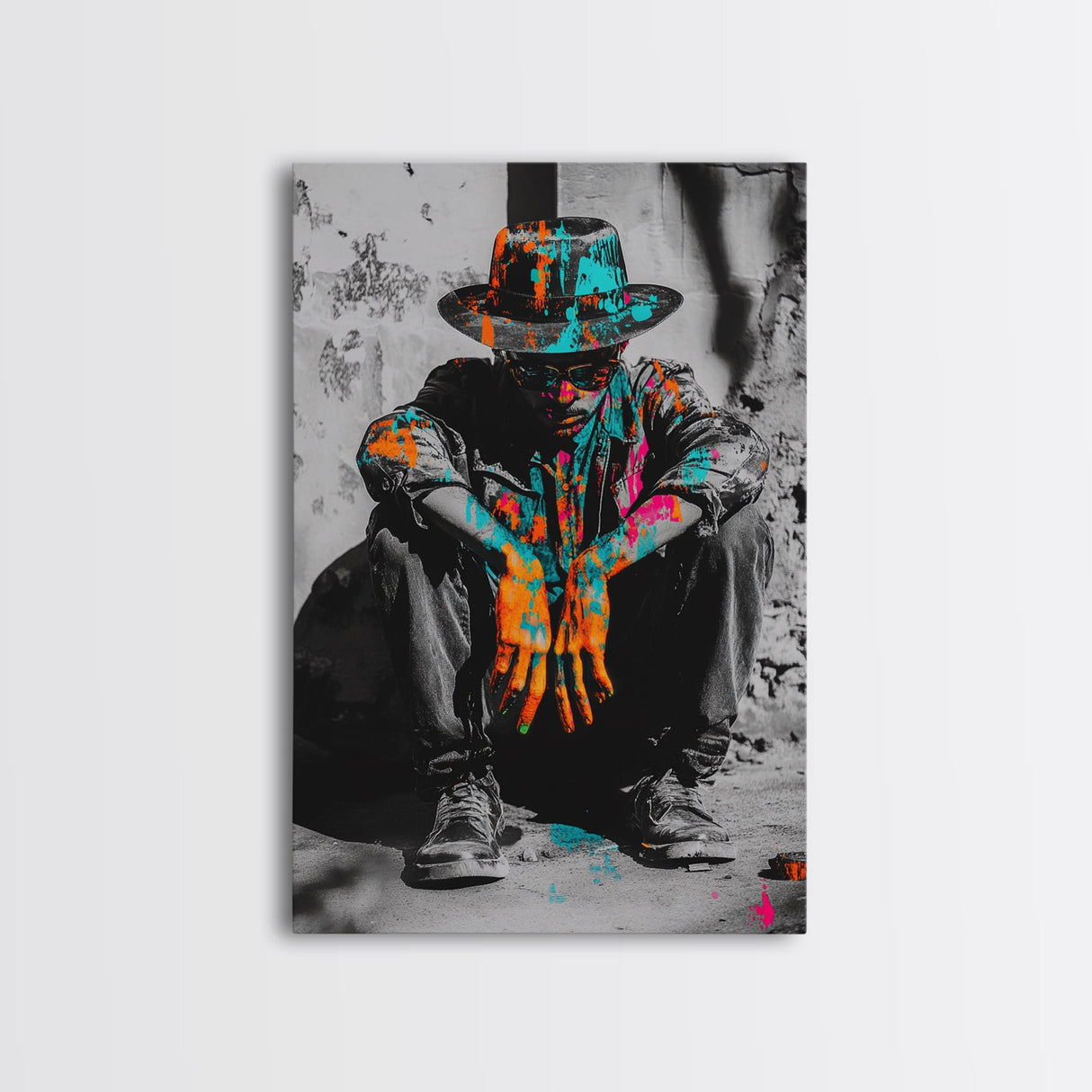 Colorful Cowboy, Graffiti Wall Art, Chicano Art, Modern Western Art, Moody Art, Rustic Decor, Urban Art, Canvas Print, Gift Idea