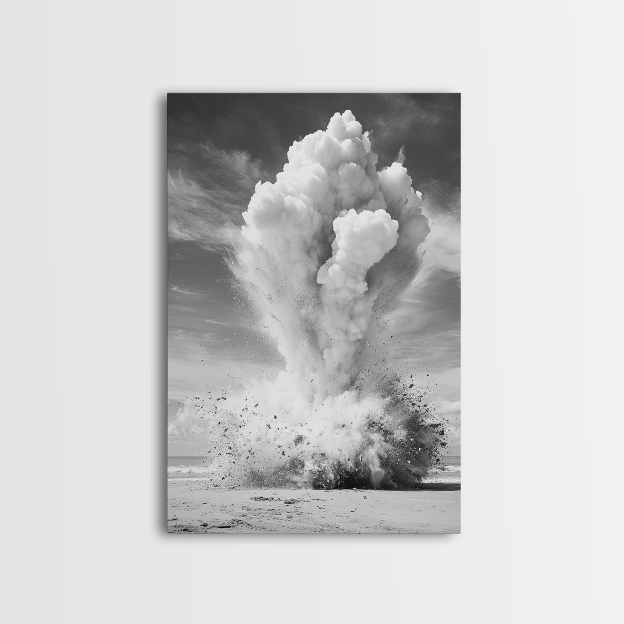 Explosion art, science art, moody art, dark romance painting, wabi sabi art, unique wall art, rustic decor, canvas print, above sofa art
