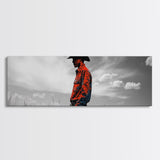 Cowboy Silhouette, Western Wall Art, Ranch Life Art, Moody Art, Southwestern Decor, Extra Wide Art, Rustic Wall Art, Canvas Print