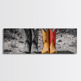Cowboy Boots, Western Decor, Rustic Wall Art, Country Style Art, Farmhouse Art, Moody Art, Extra Wide Art, Framed Canvas Print