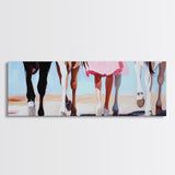 Horse Walk, western art, cowboy painting, rustic decor, extra wide art, panoramic art, framed canvas print, long narrow wall art