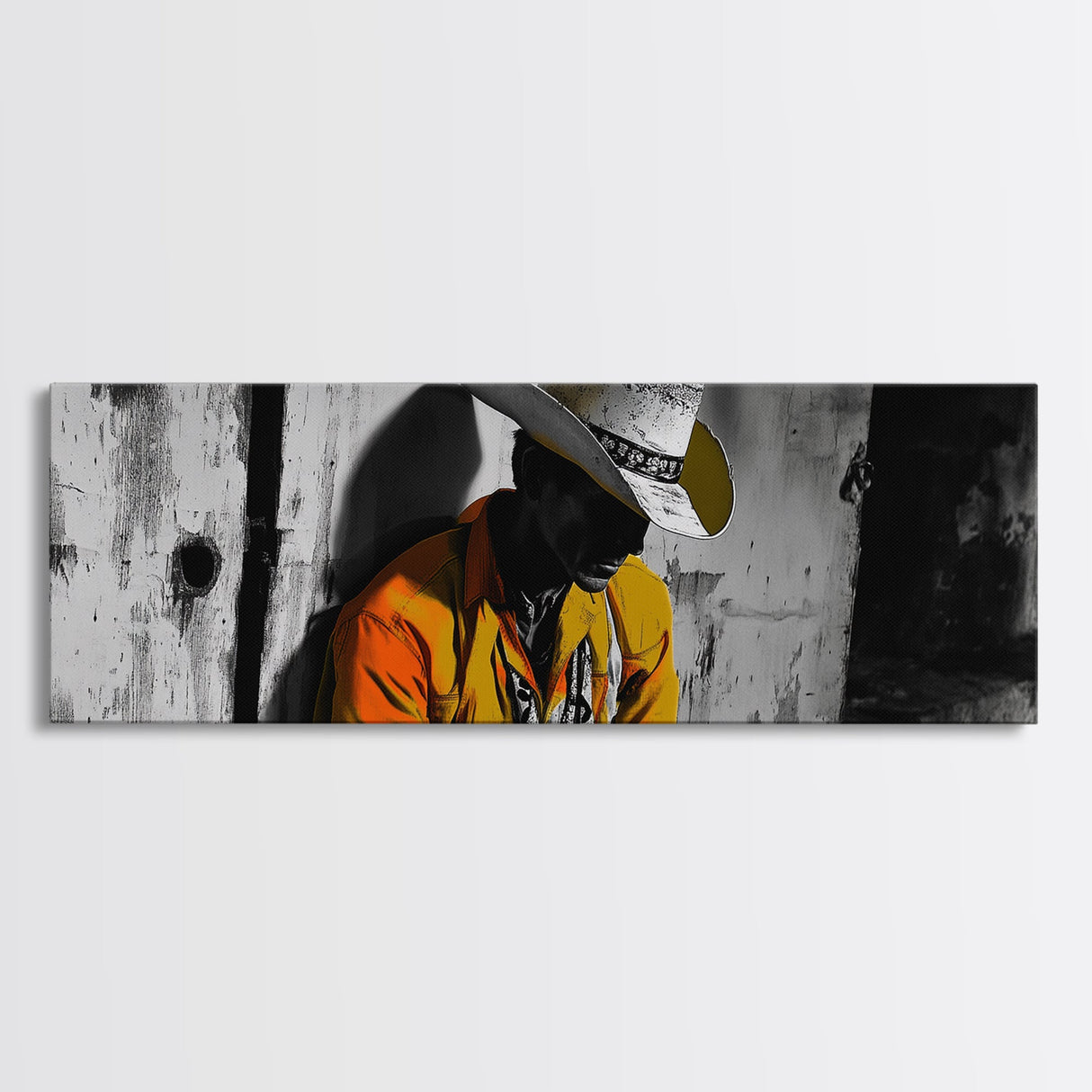 Lone Cowboy, Western Art, Moody Art, Ranch Life Wall Art, Rustic Decor, Farmhouse Art, Horizontal Wall Art, Canvas Print