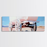 White Wagon, western painting, rustic art, farmhouse wall art, above couch art, cowboy decor, panoramic painting, canvas print, extra wide art