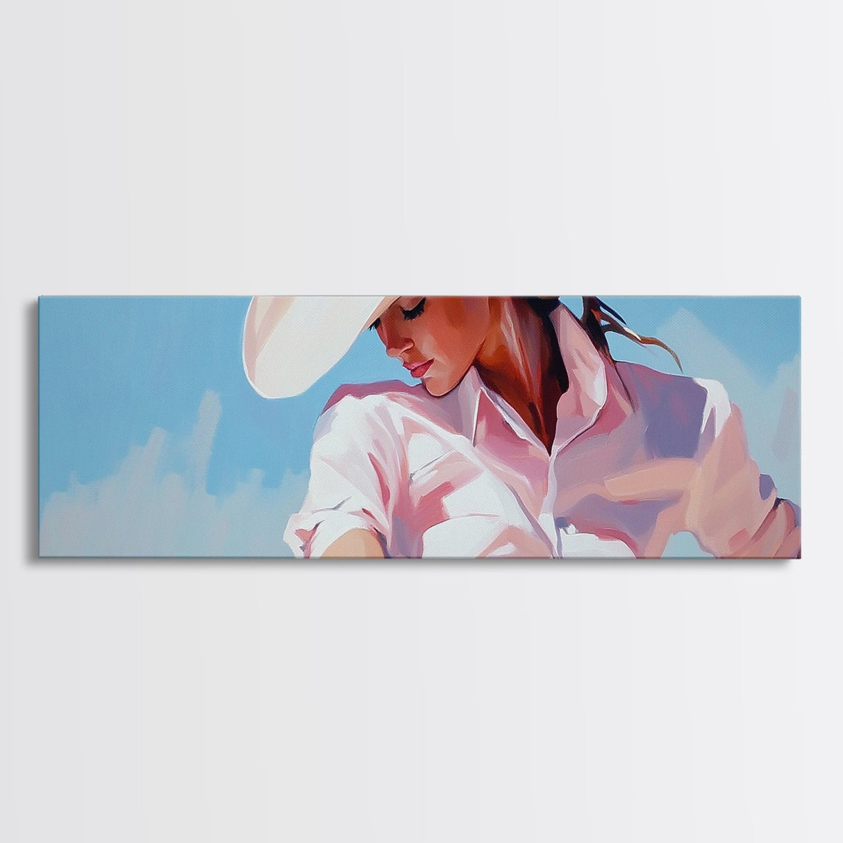 Cowgirl Art Print, Light Pink Wall Art, Southwest Wall Art, Canvas Print, Rustic Decor, Minimalist Art, Living Room Art