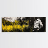 Cowboy in Field, Rustic Wall Art, Farmhouse Art, Canvas Print, Vintage Horse Art, Extra Wide Art, Moody Art, Wabi Sabi Art