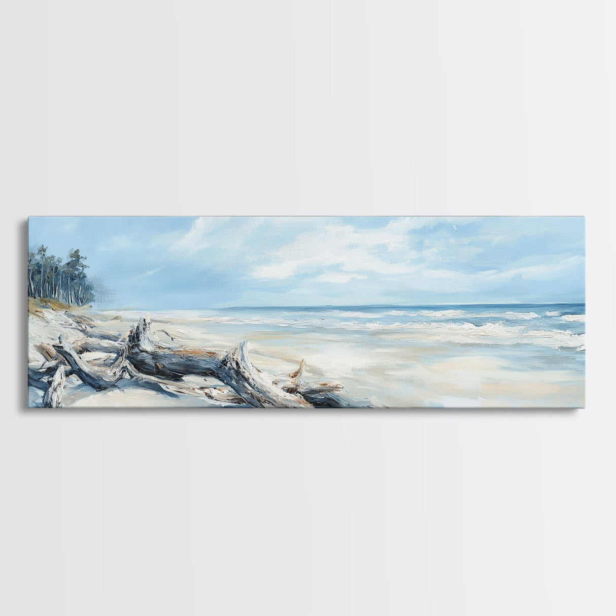 Coastal Decor, Framed Canvas Print, Nautical Painting, Seascape Painting, Rustic Wall Art, Extra Wide Art, Living Room Art, Above Couch Art