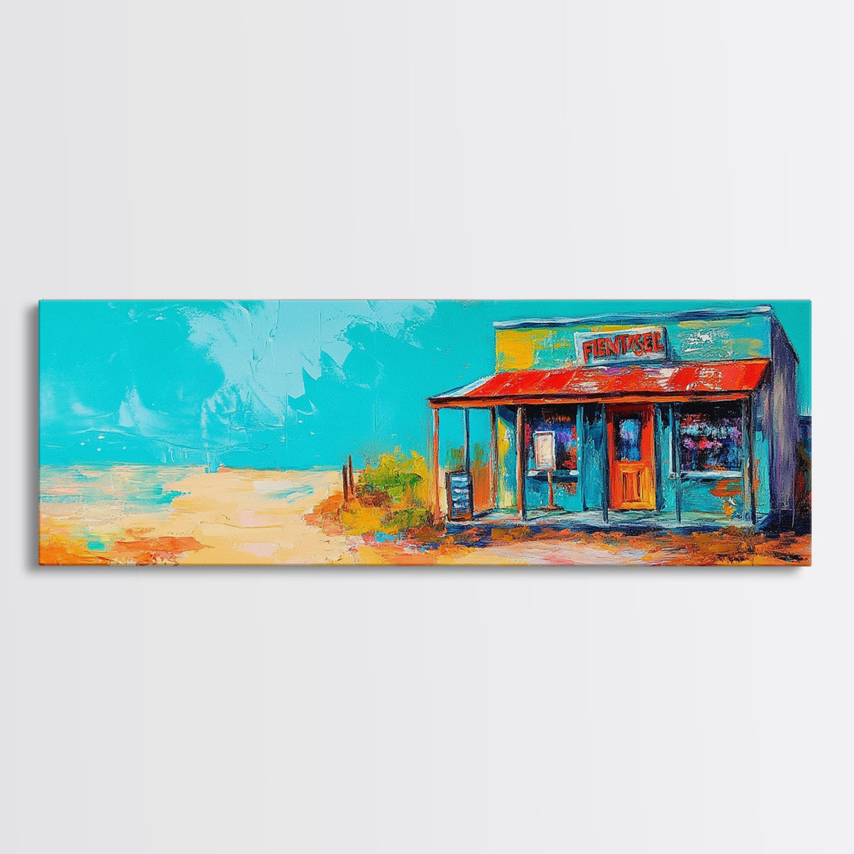 Southwest Wall Art, Framed Canvas Print, Chicano Art, Rustic Decor, Extra Wide Art, Joshua Tree Art, Moody Art, Above Sofa Art, Gift Idea