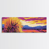 Southwest Desert Art, Joshua Tree Art, Pink Orange Wall Art, Sunset Painting, Abstract Art, Framed Canvas Print, Extra Wide Art