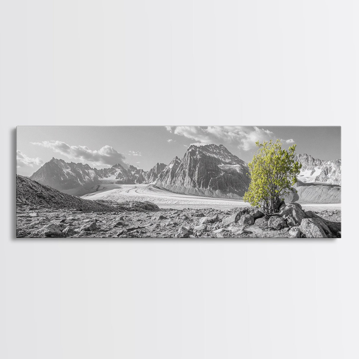 Mountain scene, mountain painting, landscape painting, wabi sabi art, nature art, minimalist art, framed canvas print, extra wide art
