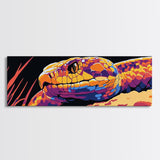 Pop Art Snake, colorful reptile painting, chicano art, pop art wall decor, wild animal painting, extra wide art, framed canvas print