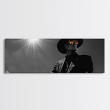 Cowboy, moody art, dark angels wall art, southwest wall art, rustic wall art, western aesthetic, framed canvas print, extra wide art