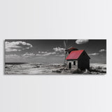 Windmill, Rustic Art, Southwest Wall Art, Farmhouse Art, Extra Wide Art, Wabi Sabi Art, Framed Canvas Print, Minimalist Art