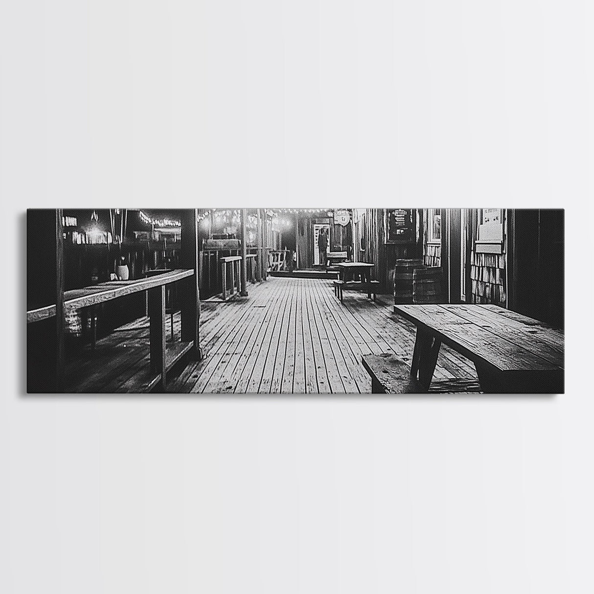 Old Wooden Dock, Moody Art, Canvas Print, Coastal Decor, Rustic Wall Art, Wabi Sabi Art, Extra Wide Art, Nautical Wall Art