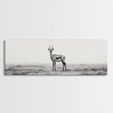Lone Gazelle, moody art, southwest wall art, extra wide art, wabi sabi art, minimalist art, framed canvas print, panoramic painting
