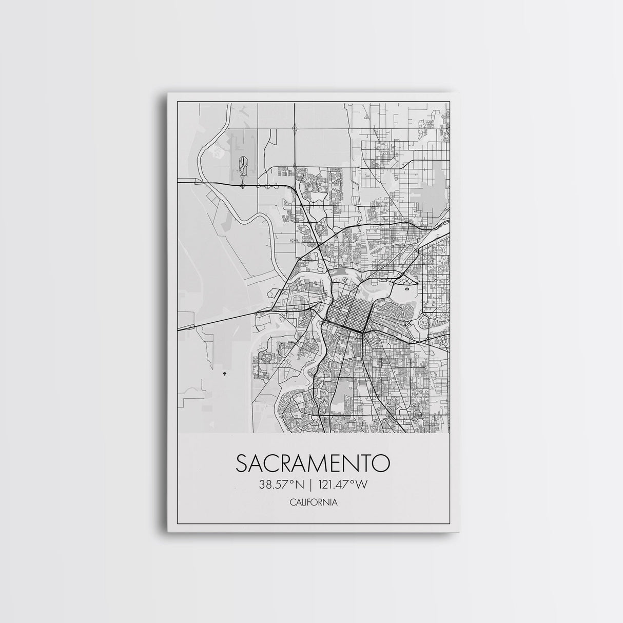 Sacramento Street Map, California Map, City Map Art, Minimalist Art, Wall Art, Canvas Print, Girls Room Art, Gift For Women, Travel Décor