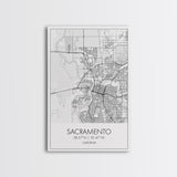 Sacramento Street Map, California Map, City Map Art, Minimalist Art, Wall Art, Canvas Print, Girls Room Art, Gift For Women, Travel Décor