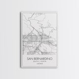 San Bernardino Street Map, California Map, City Map Print, Minimalist Art, Wall Art, Canvas Print, Unique Wall Décor, Friends Gift,