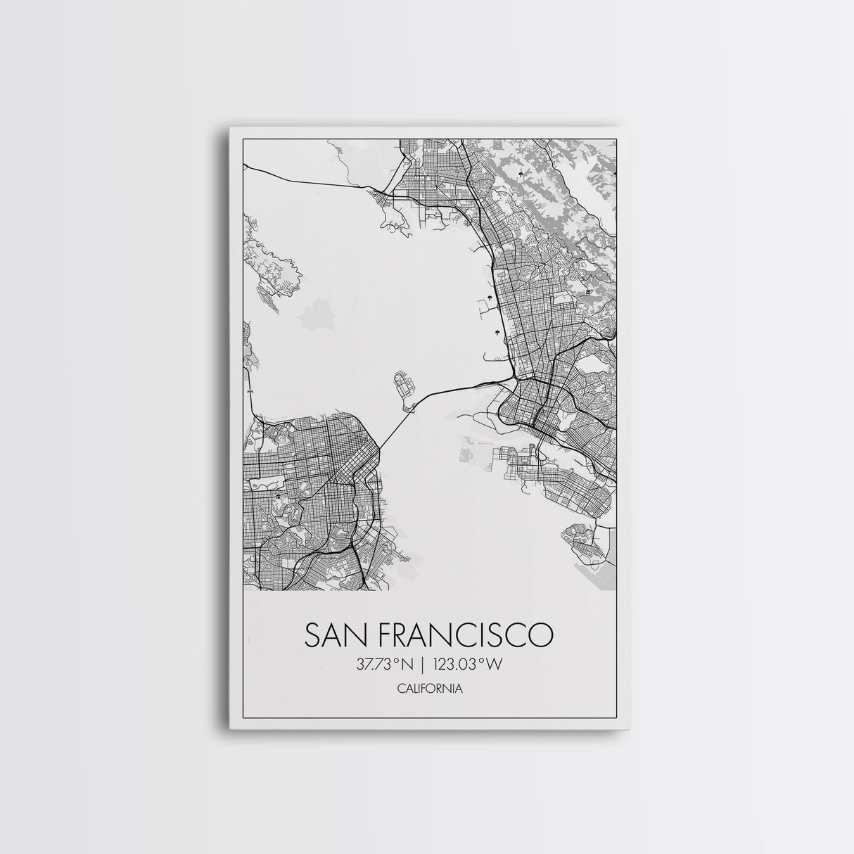 San Francisco Street Map, California Map, City Map Print, Minimalist Art, Wall Art, Canvas Print, Family Room Décor, Gift For Travelers