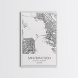 San Francisco Street Map, California Map, City Map Print, Minimalist Art, Wall Art, Canvas Print, Family Room Décor, Gift For Travelers