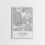 Scottsdale Street Map, Arizona Map, City Map Print, Minimalist Art, Wall Art, Canvas Print, Home Office Art, Gift For Her, Travel Wall Print