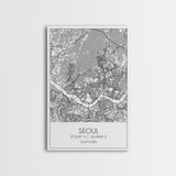 Seoul Street Map, South Korea Map, Asia City Map Print, Minimalist Art, Wall Art, Canvas Print, Travel Gift For Women, Travel Wall Décor