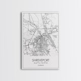Shreveport Street Map, Louisiana Map, City Map Print, Minimalist Art, Wall Art, Canvas Print, Wall Decoration, Aviation Gift, Travel Décor