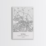 Sofia Street Map, Bulgaria Map, City Map Print, Minimalist Art, Wall Art, Canvas Print, Home Office Wall Art, Friend Gift, Travel Print