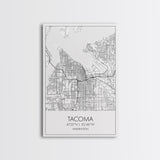 Tacoma Street Map, Washington Map, City Map Print, Modern Wall Art, Wall Art, Canvas Print, Wall Hanging, Housewarming Gift, Travel Art