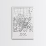 Toledo Street Map, Ohio Map, City Map Print, Modern Wall Art, Wall Art, Canvas Print, Friendship Gift, Wall Decoration, Travel Wall Art