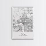 Tulsa Street Map, Oklahoma Map, City Map Print, Modern Wall Art, Wall Art, Canvas Print, Dorm Room Décor, Gift For Husband, Travel Art Print