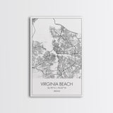 Virginia Beach Street Map, Virginia Map, City Map Print, Modern Wall Art, Wall Art, Canvas Print, Home Wall Décor Art, Moving Away Gift
