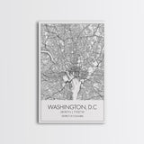 Washington DC Street Map, District Of Columbia Map, City Map Print, Minimalist Art, Wall Art, Canvas Print, Best Friend Gifts, Travel Art