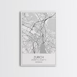 Zurich Street Map, Switzerland Map, Europe City Map Print, Minimalist Art, Wall Art, Canvas Print, Travel Art, Wall Hanging, Honeymoon Gift
