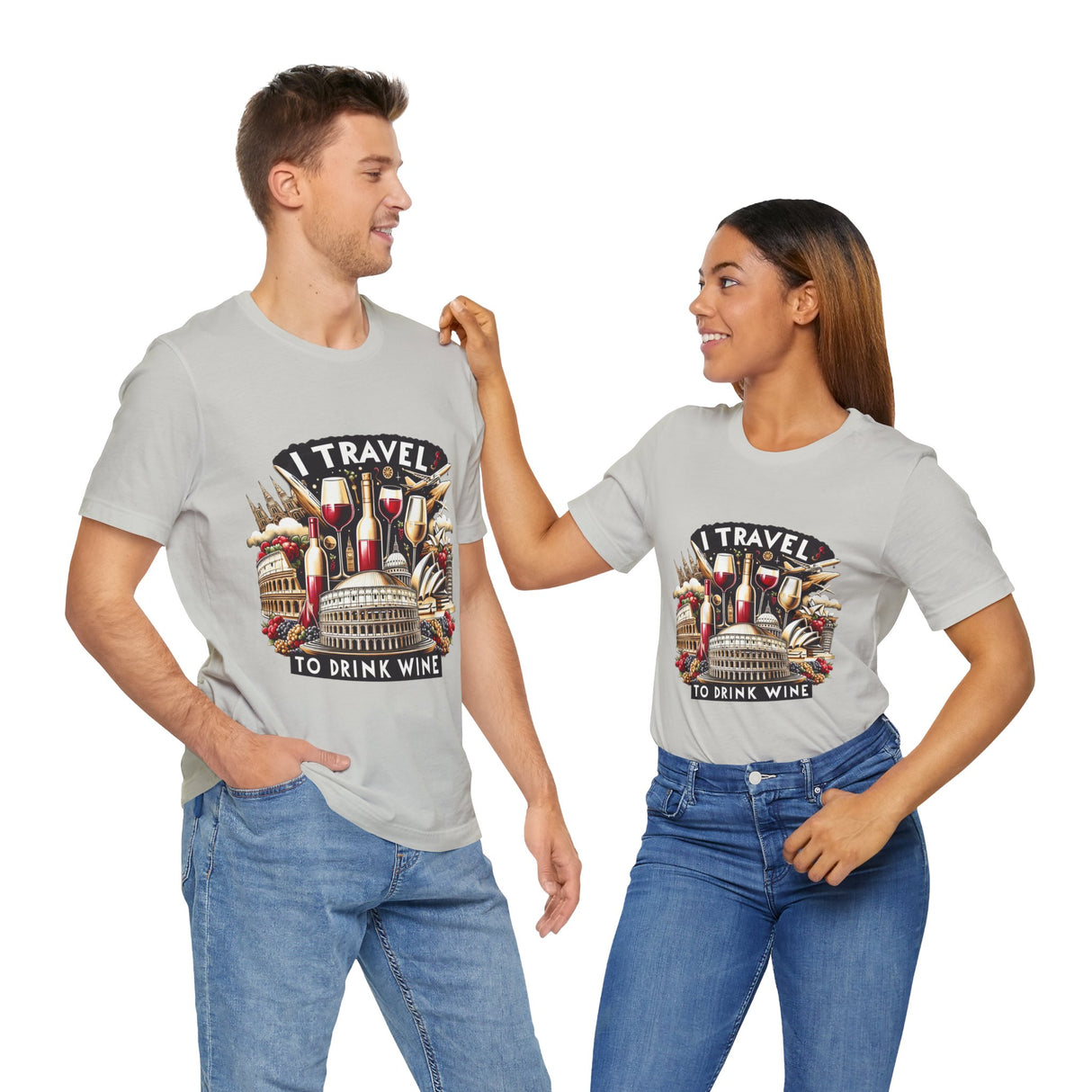"I Travel to Drink Wine" full color T-shirt