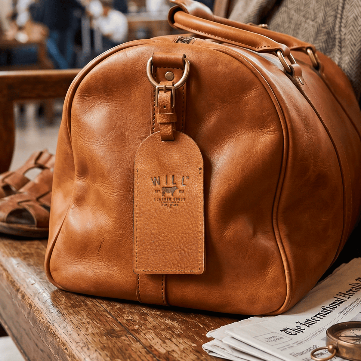 Rounded Leather Luggage Tag