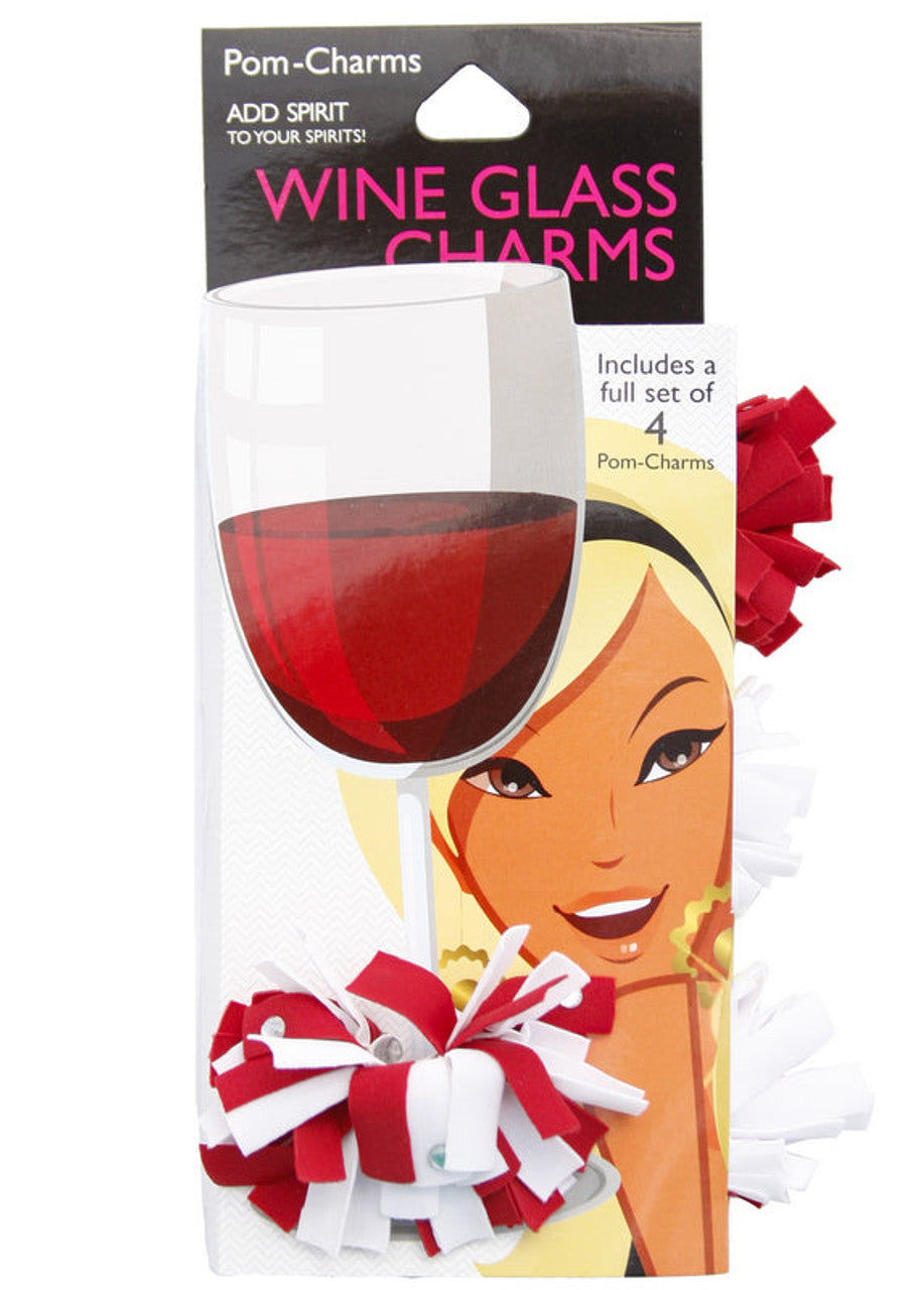 Game Day Wine Glass Pom-Charms set of 4