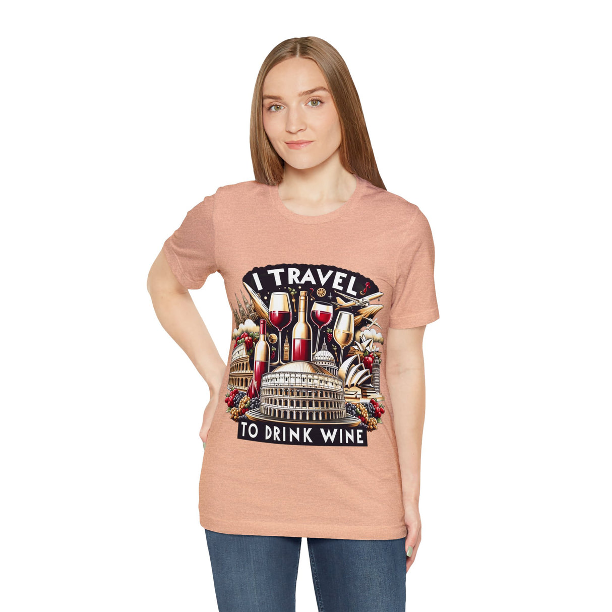 "I Travel to Drink Wine" full color T-shirt