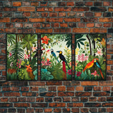 Tropical Wall Art, Birds Print, Animal Wall Art, Canvas Print, Wall Art, 3 Piece Wall Art, Jungle Print, Gaming Wall Decor, Kitchen Wall Art