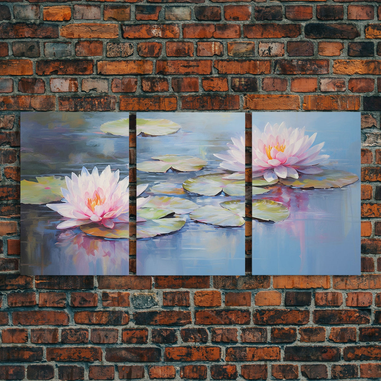 Lotus Wall Art, Floral Art Print, Water Lily Art, Canvas Print, Wall Art, 3 Piece Wall Art, Boho Wall Art, Farmhouse Wall Art, Closing Gift