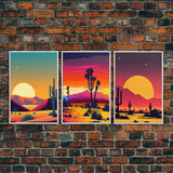 Trendy Art Desert Prints, 3 Piece Wall Art, Framed Canvas Print, Framed Art, Desert Art Prints, Triptych, Set of 3 Wall Art