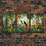 Tropical Wall Art, Birds Print, Animal Wall Art, Canvas Print, Wall Art, 3 Piece Wall Art, Jungle Print, Gaming Wall Decor, Kitchen Wall Art