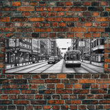 Big City Canvas Print, City Art, Cars, Bus, Buildings, Large Urban Art Print, Original Art, Wall Decor, Panoramic, Wall Art, Canvas Print