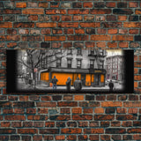 Closed Down Store Canvas Print, Buildings,Street Art, Fall, Autumn, Urban Art, Large Urban Art Print, Panoramic, Wall Art, Canvas Print