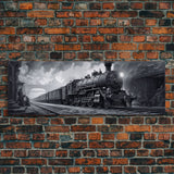 Steam Train Wall Art Framed Canvas Print, Framed Art, Train Decor, Conductor Art, Train Art, Train Gifts