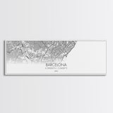 Panoramic Barcelona City Map, Spain Art, Map Print, Minimalist Wall Art, Canvas Art, Housewarming Gift, Street Map Art, Closing Gift