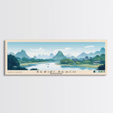 Bečići Beach, Montenegro Panoramic Print, Vacation Gift, Montenegro Wall Art, Beach Painting, Beach Decor, Beach Or Lakehouse Art