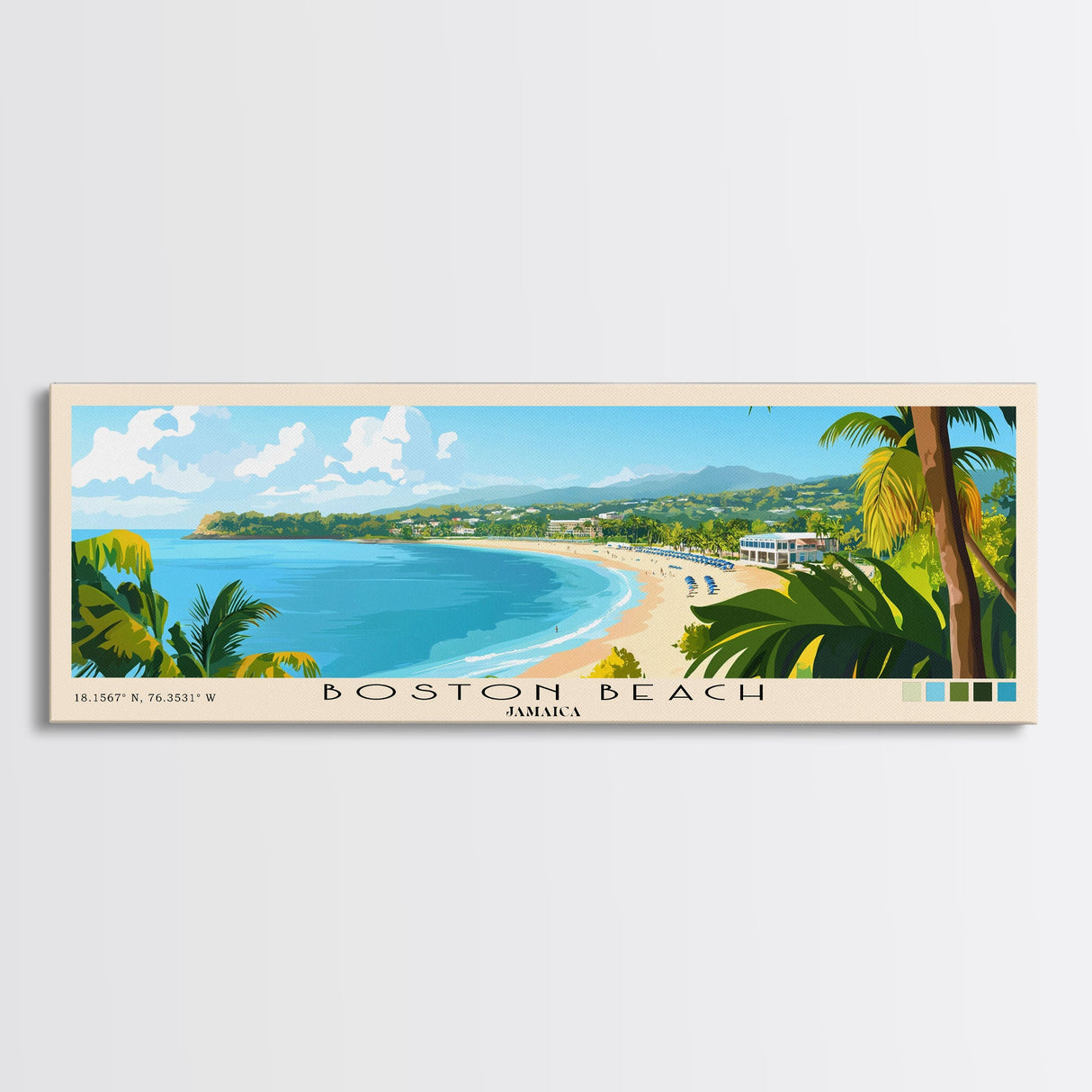 Boston Beach, Jamaica Panoramic Print, Vacation Gift, Jamaica Wall Art, Vacation Wall Art, Vacatation Memories, Beach Decor, Beach Or Lakehouse Art