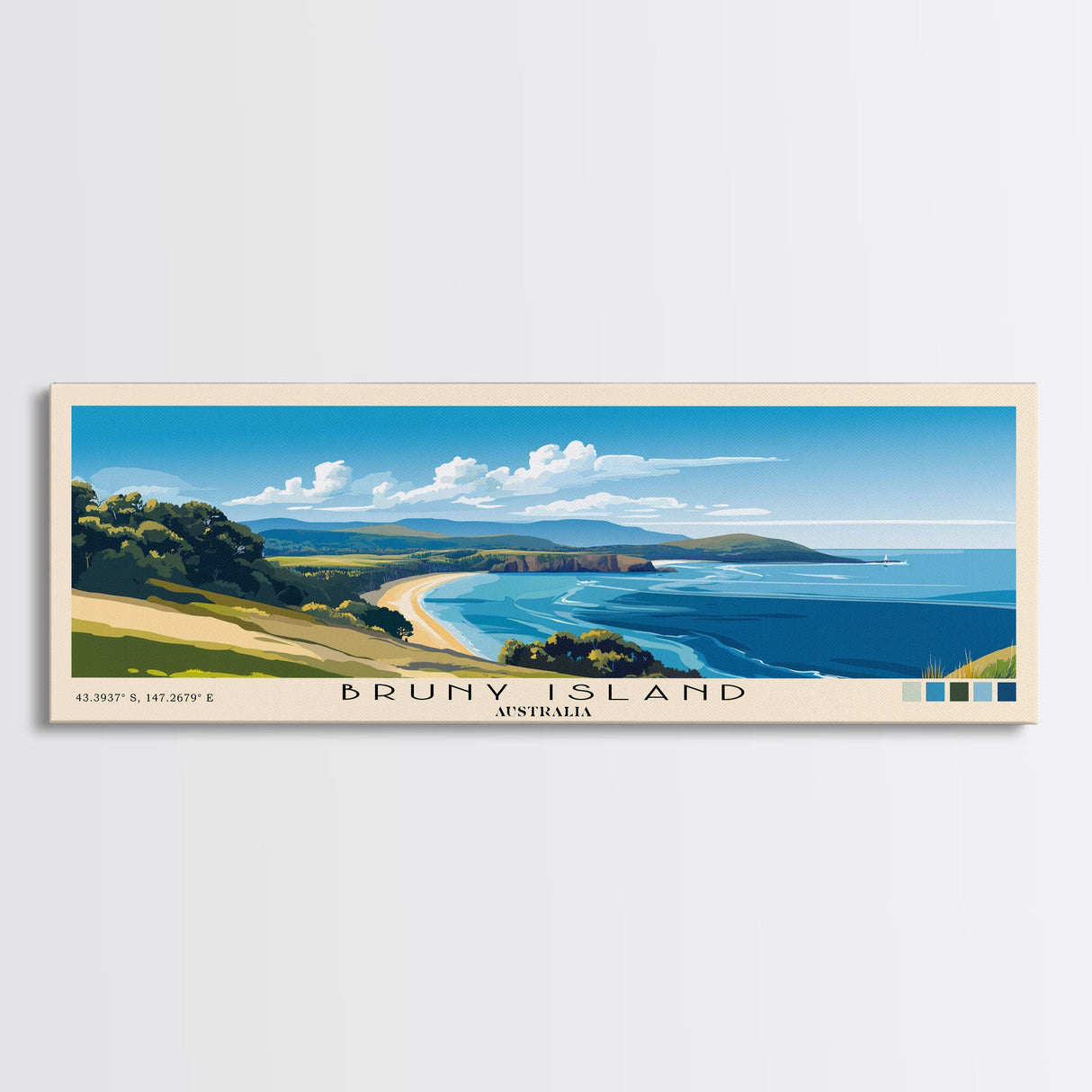 Bruny Island, Australia Panoramic Print, Vacation Gift, Australia Wall Art, Beach Painting, Beach Decor, Large Wall Art, Wood Frame Art